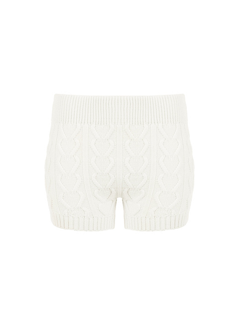 Белый вязаный комплект из пуловера и шорт, 5