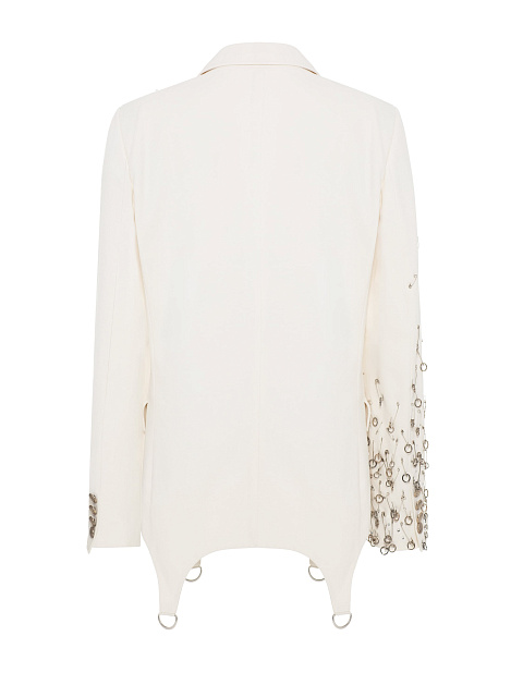 Молочный жакет с фигурным низом и декором из булавок, 2