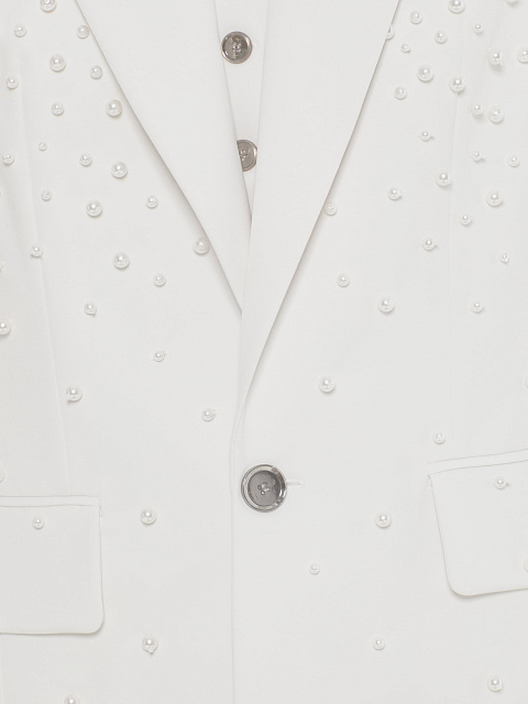 Белый костюм-тройка с вышивкой жемчугом, 6