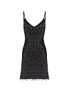 Платье-сорочка мини, черное в светлый горох, треугольный лиф, кружево Платье-сорочка мини, черное в светлый горох, треугольный лиф, кружево