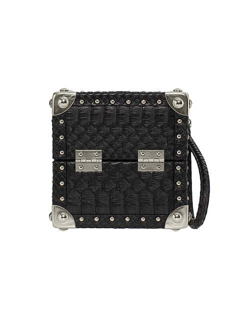 Черная сумка-куб из кожи питона, 3
