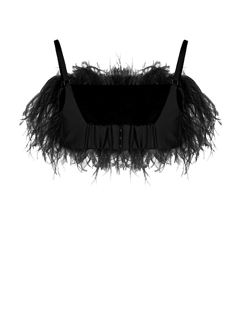 Черный топ-бра с боа, 2