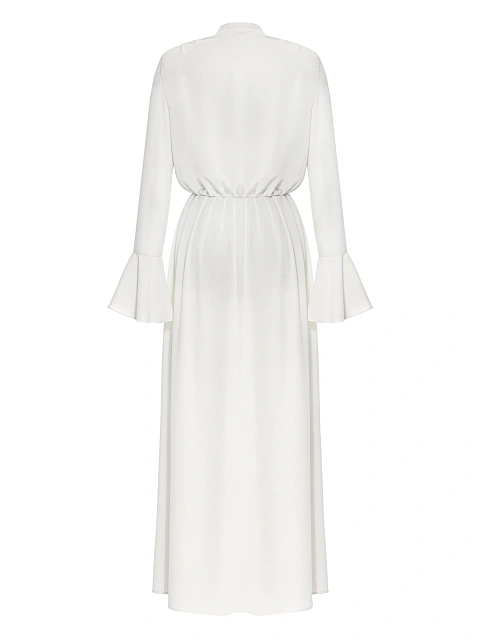 Белое платье-макси из шифона с розой, 3