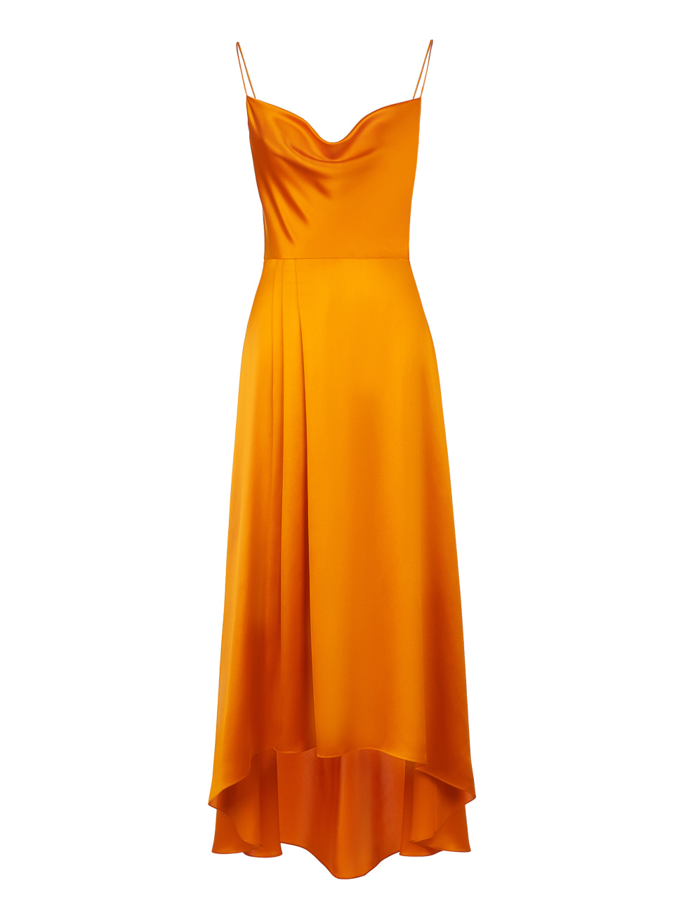 Оранжевое платье-миди из шелка, 1