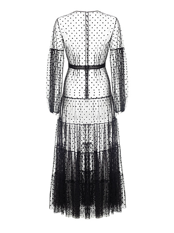 Платье-макси из черной сетки в горох, 2