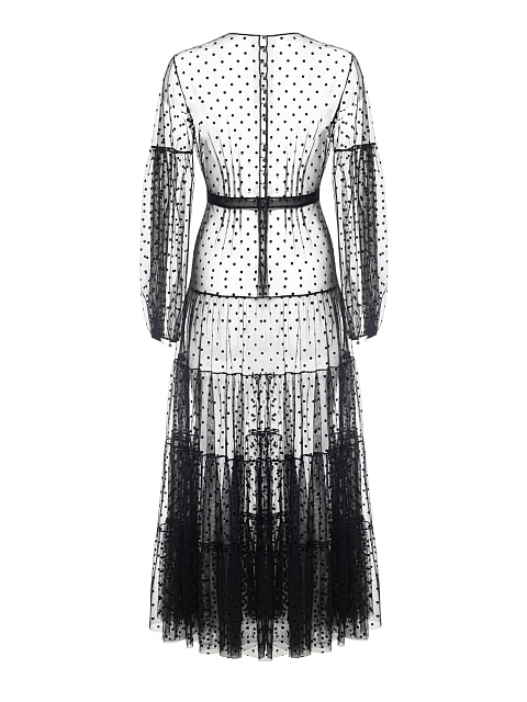 Платье-макси из черной сетки в горох, 2