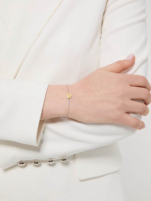 Браслет из белого золота с розой из желтого резного перламутра, 2 Браслет из белого золота с розой из желтого резного перламутра, 2