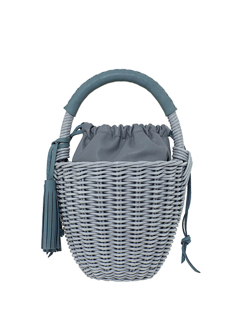 Серая сумка-корзина с мешочком из кожи, 1 Серая сумка-корзина с мешочком из кожи, 1