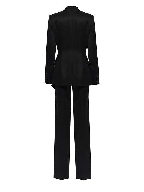 Черный костюм-двойка из шерсти с асимметричным жакетом, 2 Черный костюм-двойка из шерсти с асимметричным жакетом, 2