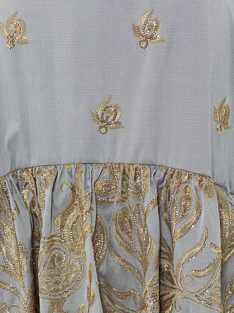 Серая юбка-миди из жаккарда с золотистым узором, 3