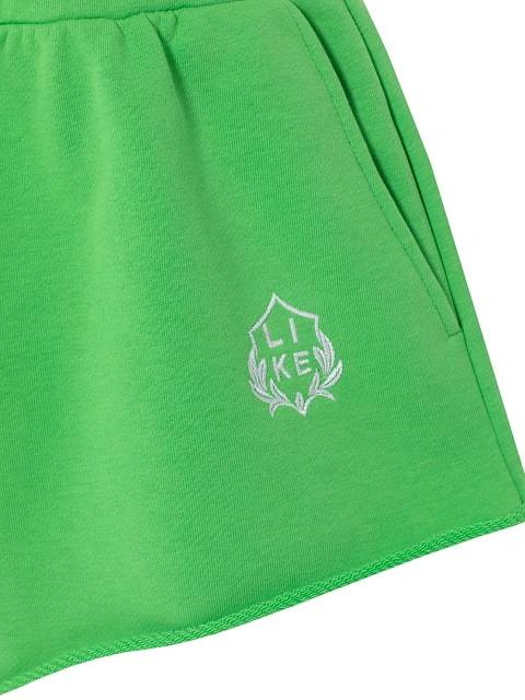 Салатовый костюм из футера с шортами, 5