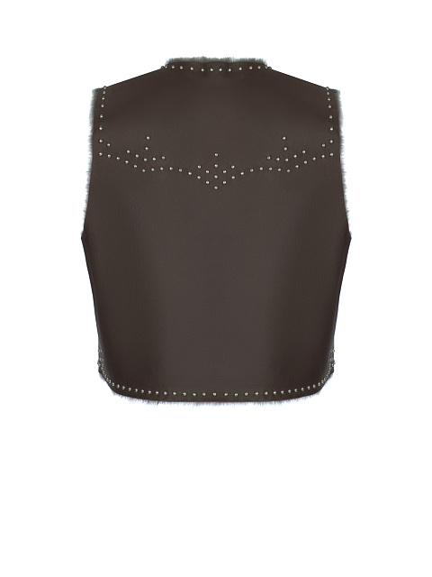 Темно-серый жилет из овчины с клепками, 2 Темно-серый жилет из овчины с клепками, 2