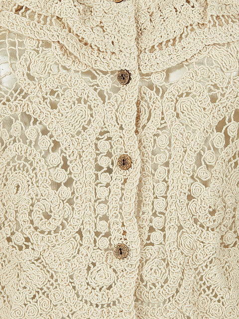 Бежевый кружевной топ на пуговицах, 5