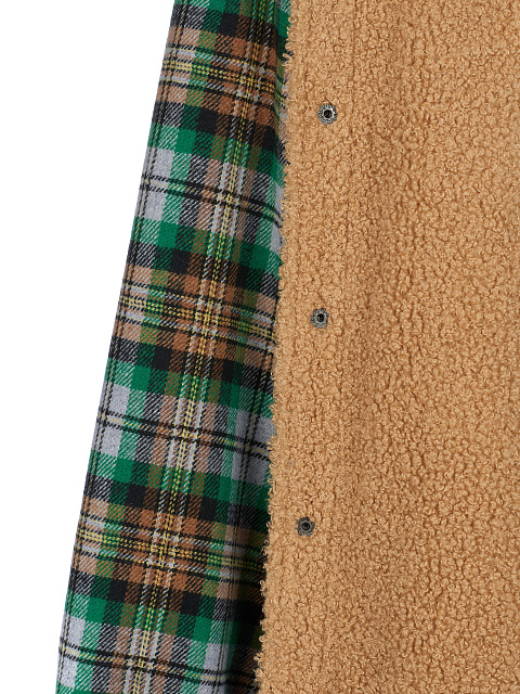 Зеленая рубашка в клетку с подкладкой из искусственного меха, 4