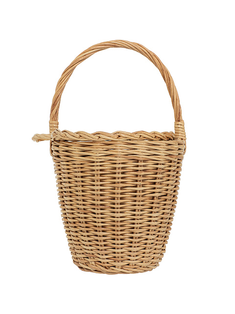 Сумка-корзина с крышкой и мешочком из кожи песочного цвета, 1 Сумка-корзина с крышкой и мешочком из кожи песочного цвета, 1