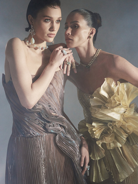 Коричневое плиссированное платье-макси из органзы, 9