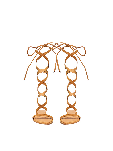 Высокие сандалии из коричневой замши с завязками, 2 Высокие сандалии из коричневой замши с завязками, 2