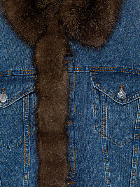 Синяя джинсовая куртка с подкладом из меха баргузинского соболя, 8 Синяя джинсовая куртка с подкладом из меха баргузинского соболя, 8