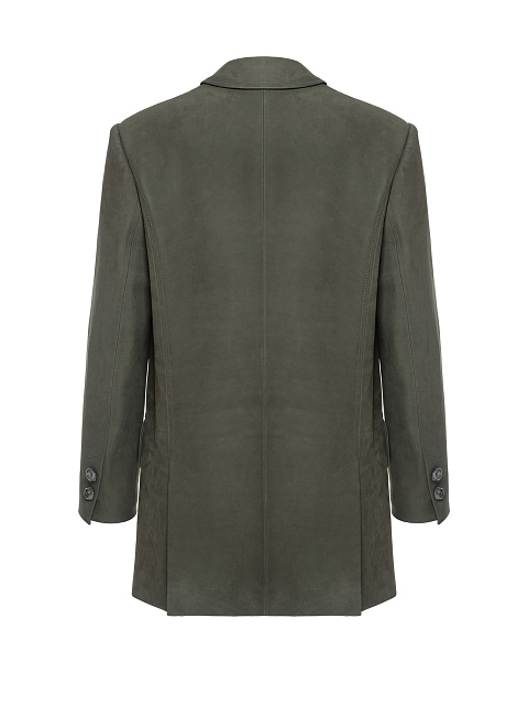 Зеленый однобортный жакет из кожи, 2