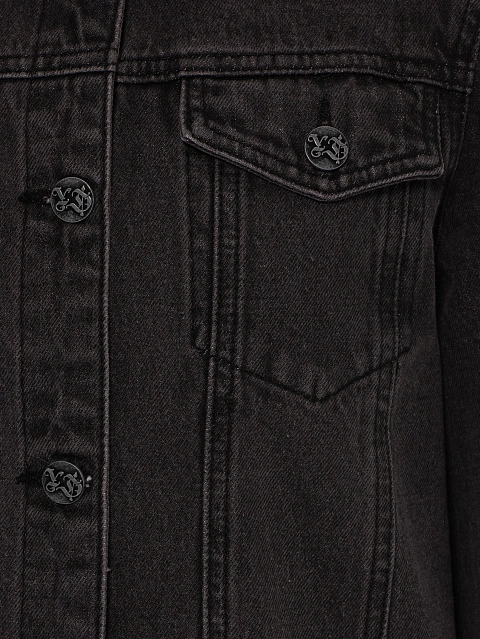 Черная джинсовая куртка с вышивкой на спине, 3 Черная джинсовая куртка с вышивкой на спине, 3