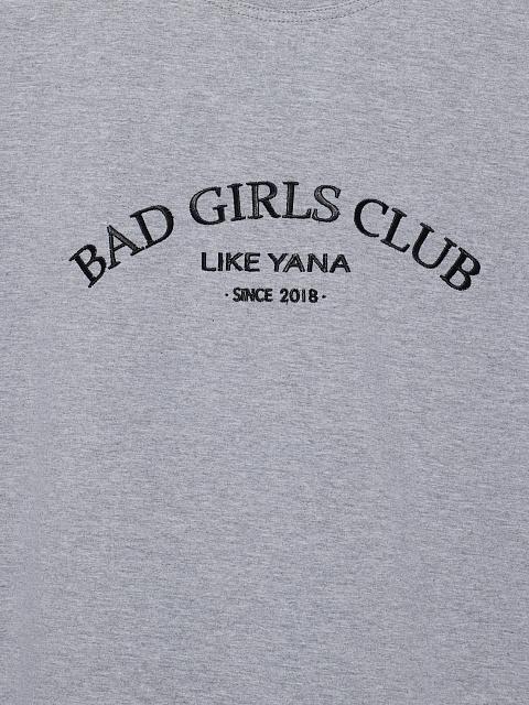 Укороченная серая футболка с завязками и черной вышивкой, 3 Укороченная серая футболка с завязками и черной вышивкой, 3