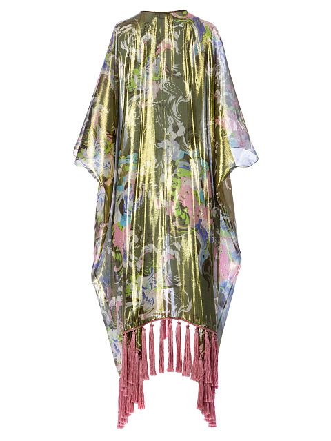 Зеленое платье-туника из шифона с люрексом, 2