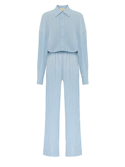 Голубой комплект из рубашки и брюк, 4 Голубой комплект из рубашки и брюк, 4