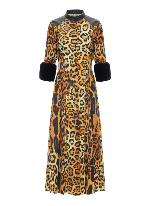 Шелковое платье-миди с леопардовым принтом, 1