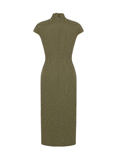 Зеленое платье-миди с узором, 2