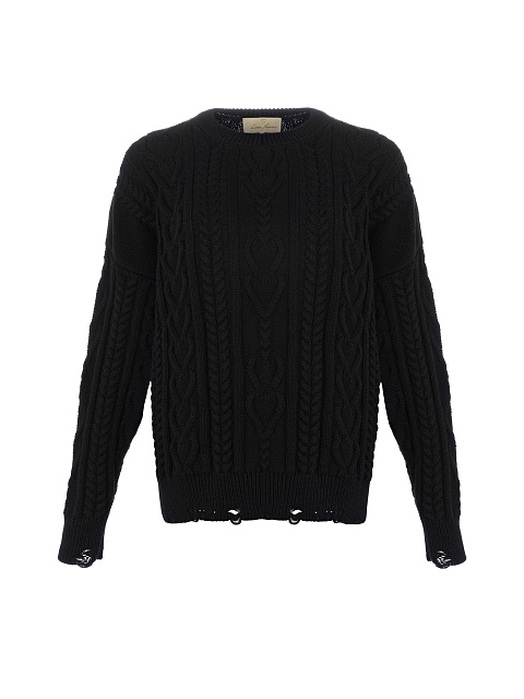 Черный хлопковый свитер с косами, 1