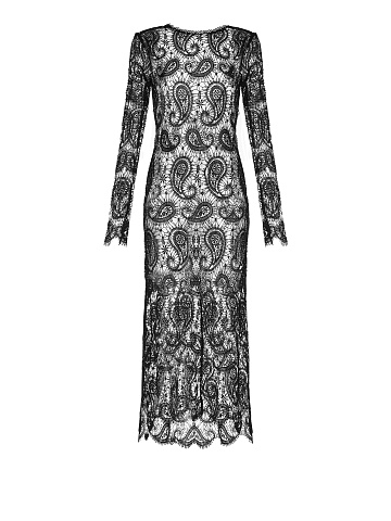 Черное кружевное платье-миди с открытой спиной, 1