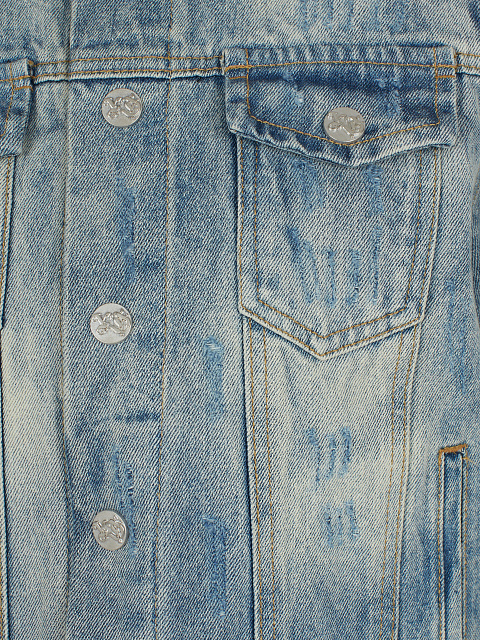 Голубая джинсовая куртка с потертостями и подкладом из овчины, 3 Голубая джинсовая куртка с потертостями и подкладом из овчины, 3