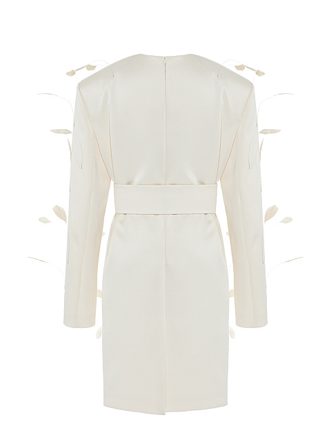 Молочное платье-мини с перьями, 4 Молочное платье-мини с перьями, 4