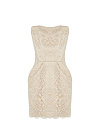 Бежевое платье-мини из кружева