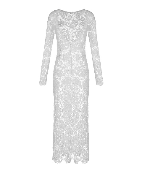 Белое кружевное платье-миди с открытой спиной, 2