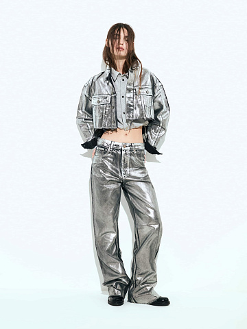 Прямые джинсы с серебряным напылением, 2