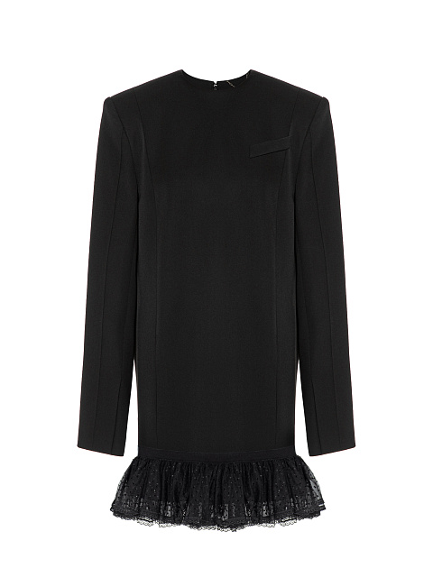 Черное платье-мини с кружевом и стразами, 1 Черное платье-мини с кружевом и стразами, 1