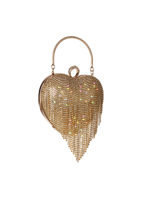 Золотистая сумка в виде сердца с бахромой из страз, 2