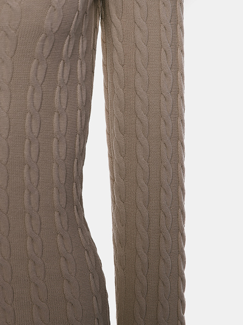 Коричневое вязаное платье-мини с открытой спиной, 3