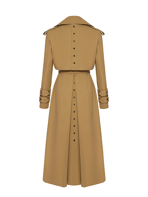 Бежевый двубортный тренч из хлопка, 3