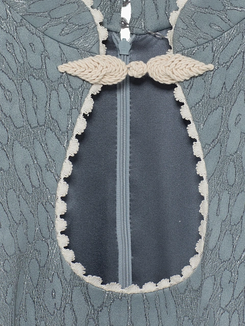 Серое платье-мини из жаккарда с леопардовым узором, 3