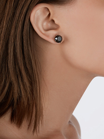 Серьги-гвоздики из белого золота с черными бриллиантами, 2