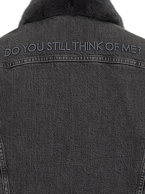 Серая джинсовая куртка с подкладом из меха норки, 4