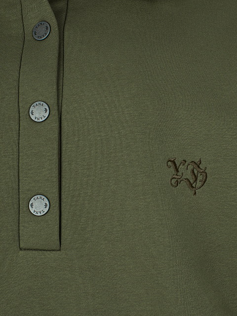 Зеленый костюм с укороченной толстовкой и кнопками на лампасах, 4 Зеленый костюм с укороченной толстовкой и кнопками на лампасах, 4