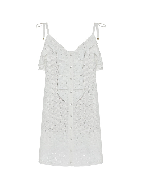 Белое хлопковое платье-мини, 1