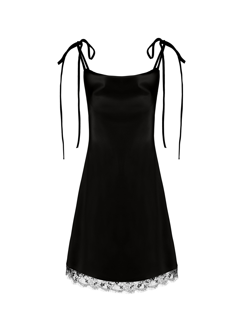 Черное платье-комбинация с кружевом, 1