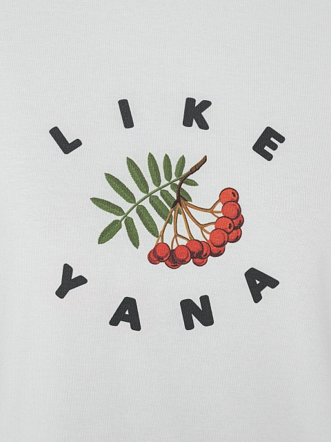 Белая футболка с принтом и черным кантом, 3