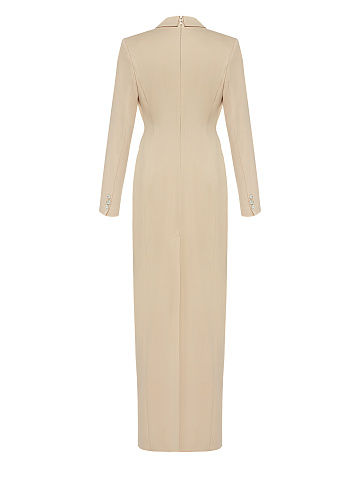 Бежевое удлиненное платье-жакет, 2