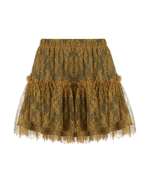 Зеленый комплект из топа и кружевной юбки, 4