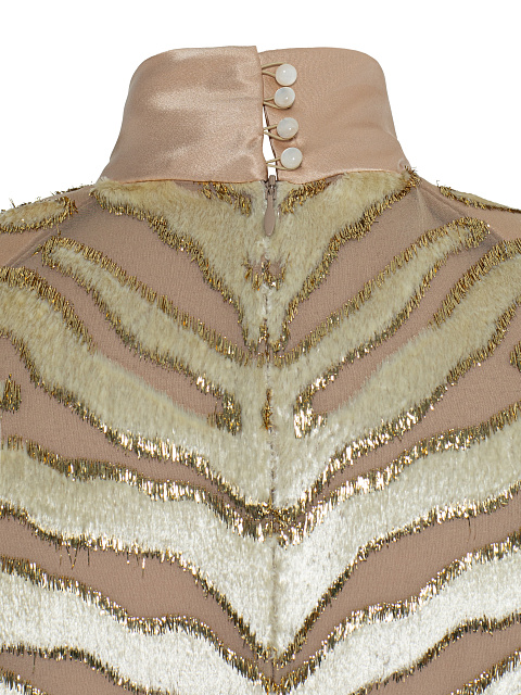 Бежевое платье-миди из панбархата, 5